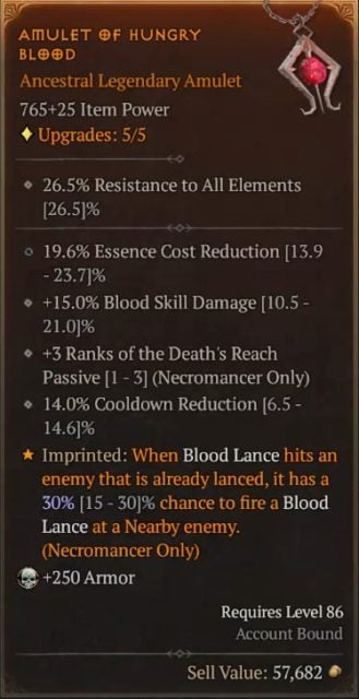 Amulet of Hungry Blood for Blood Lance to Fire Twice