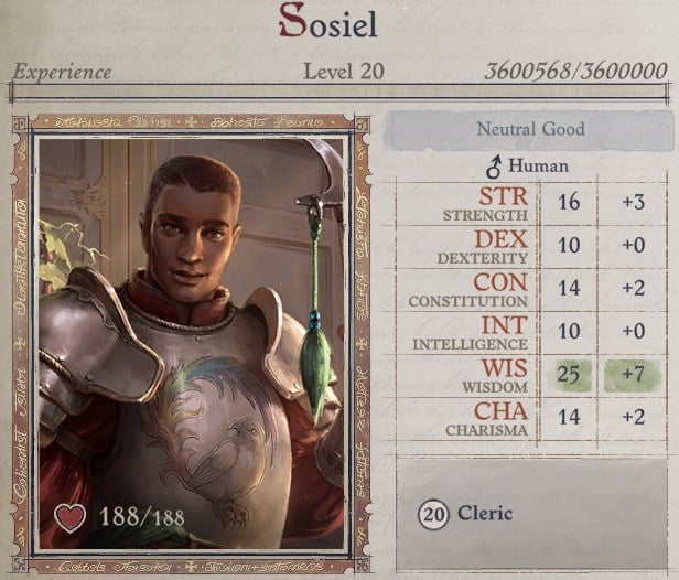 Attributes at Level 20 Sosiel Pathfinder Wrath of the Righteous Build