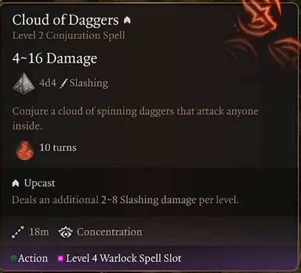 Baldur's Gate 3 Spellcasting Guide Cloud of Daggers