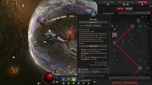 Barrage Skill for the Death Dealer Diablo 4 Rogue Build