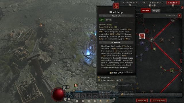 Blood Surge Ability for the Bloodshadow Necromancer Diablo IV Build