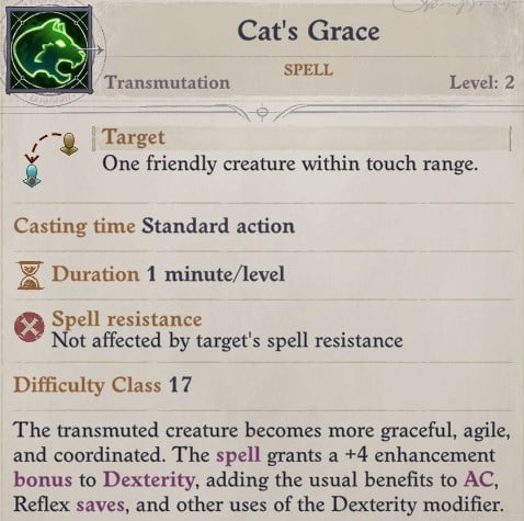 Cat's Grace Spell Regill Pathfinder Wrath of the Righteous Build