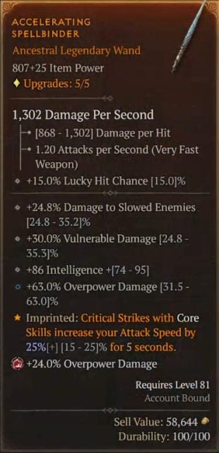 D4 Fate Lancer Build - Accelerating Spellbinder where Critical Strikes with Core Skills Increase Your Attack Speed