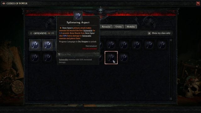 Diablo 4 Splintering Aspect Codex of Power
