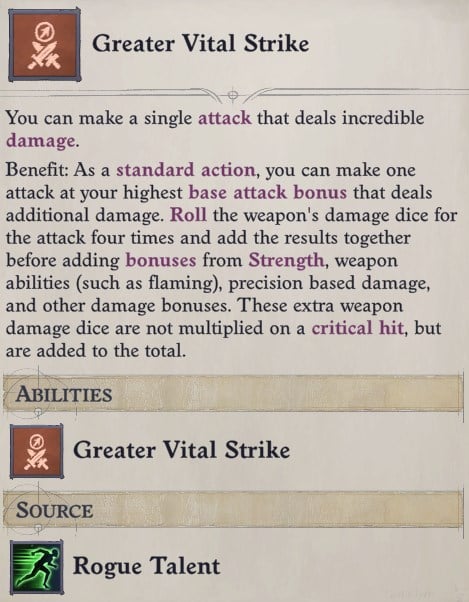 Greater Vital Strike Combat Trick Feat Delamere Pathfinder Wrath of the Righteous Build