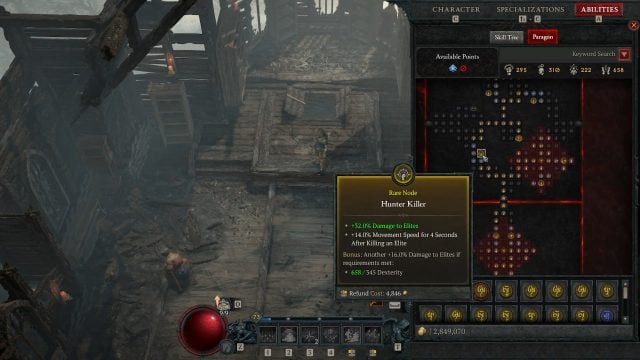 Hunter Killer Rare Node for the Diablo 4 Rogue Build Marksman