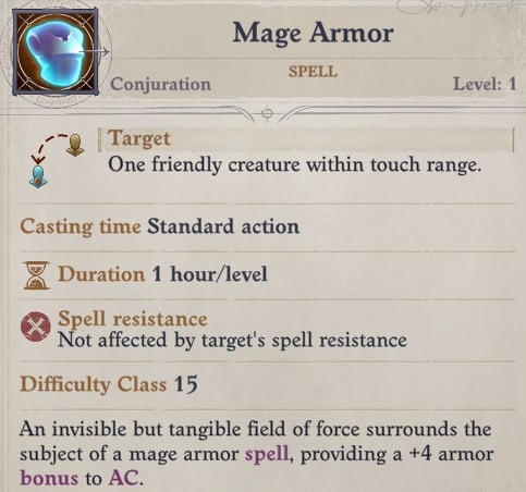 Mage Armor Spell Woljif Pathfinder Wrath of the Righteous Build