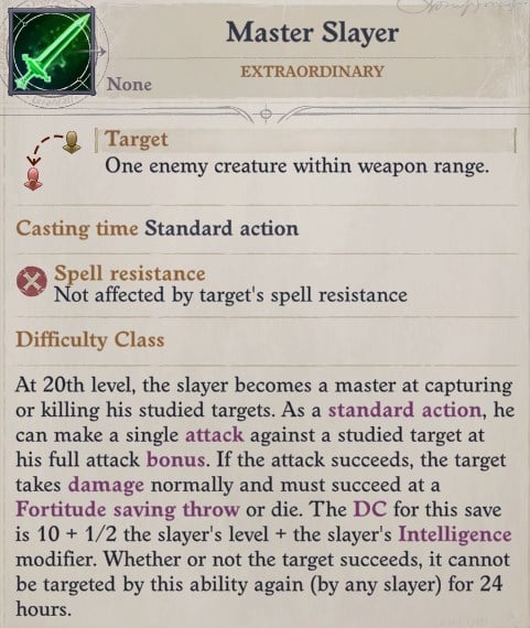 Master Slayer Ability Greybor Pathfinder Wrath of the Righteous Build