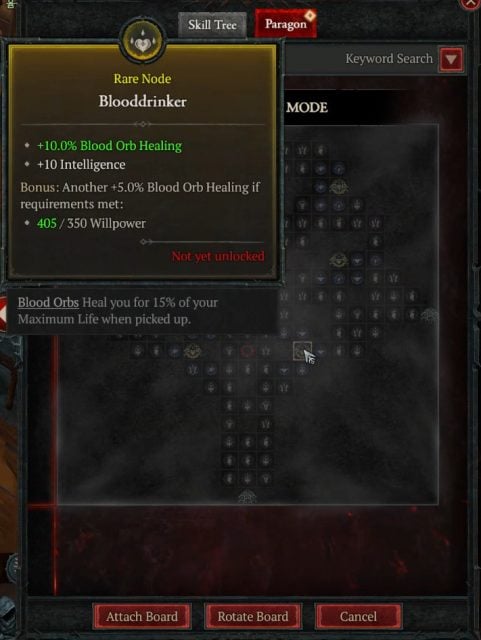 Paragon Board with the Blooddrinker Rare Node