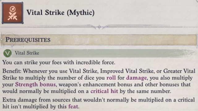 Vital Strike (Mythic) Mythic Feat Delamere Pathfinder Wrath of the Righteous Build