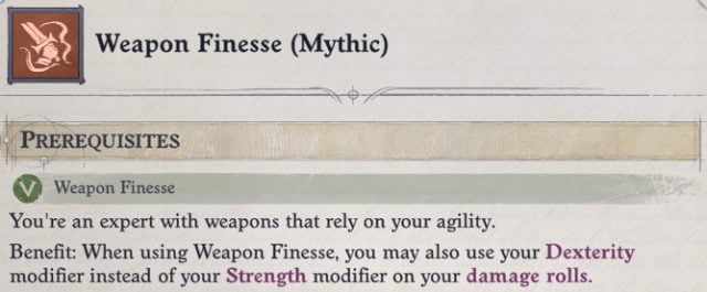 Weapon Finesse (Mythic) Mythic Feat Regill Pathfinder Wrath of the Righteous Build