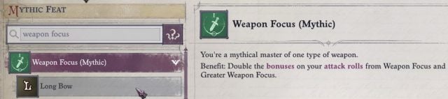 Weapon Focus (Mythic) Mythic Feat Lann Companion Build Pathfinder WotR